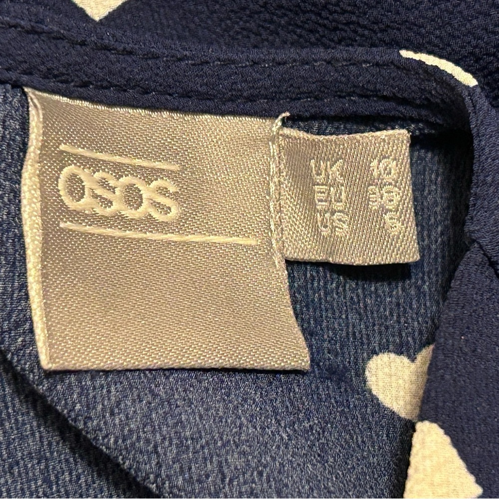 ASOS Navy Heart Pattern Open Back Mini Tea Dress - Size 6 - Picture 13 of 16